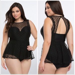 Torrid Polka Dot Swim Suit Black